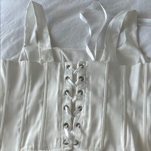 White Lace-Up Corset Top